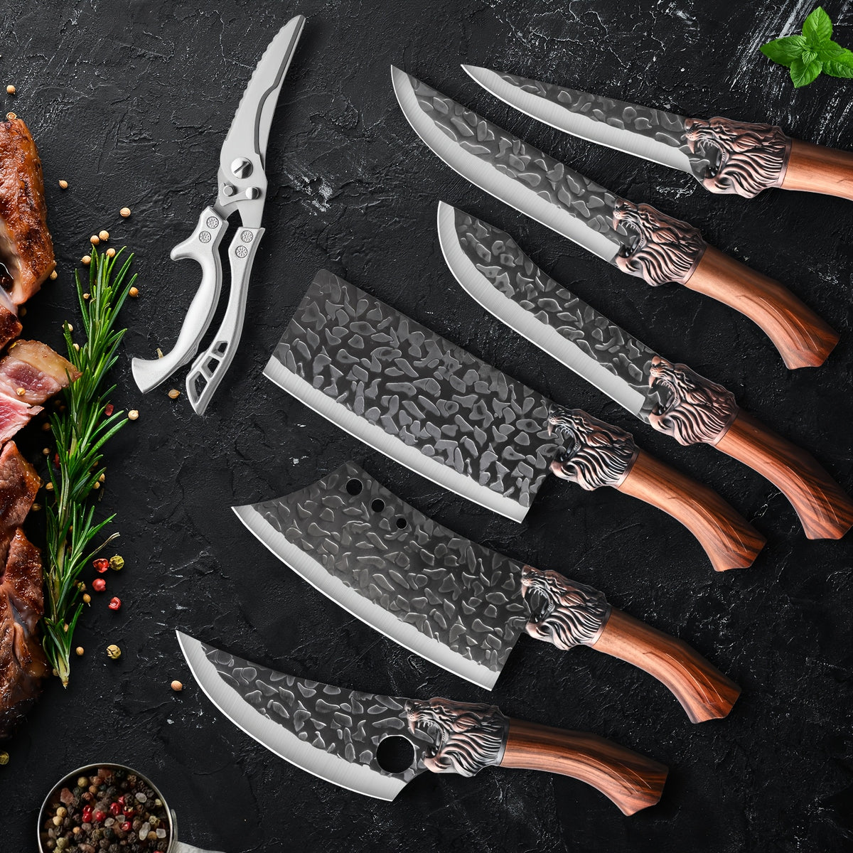 3/6/7pcs Professional Kitchen Chef Knife Set, Knife, Hotel Gift Visit, Outdoor Camping Car Knife Set, Chef Knife Utility Knifeing Knife Slicing Knife Fish Knife Butcher Knife Kitchen Scissors Boning Duck Fish Scissors