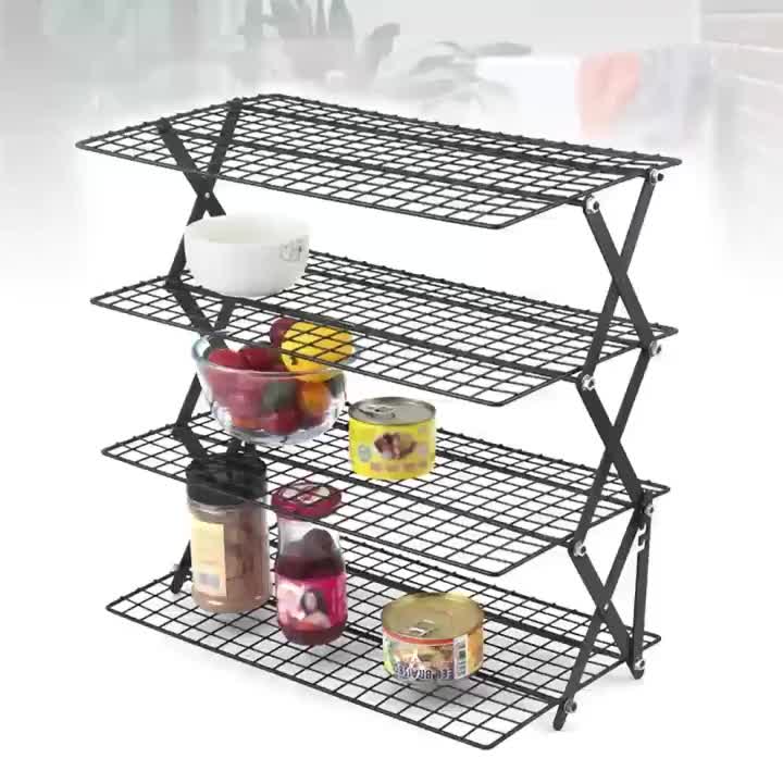 3/4-layer, Collapsible Cooling Rack, Metal Wire Rack For Baking Trays, Popular Limited Purchase, Highly Recommended, Stackable Baking And Cooking Drying Wire Cooling Rack With 4 Adjustable Settings, Camping Grill For Cooking And Cooling And Cake