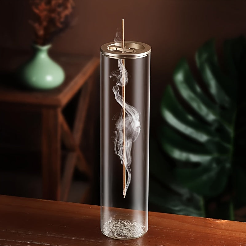1pc Simplicity Glass Incense Holder, Exquisite Incense with Sturdy Metal Base - Elegant Home Decor Accent for Meditation, Yoga, Spa Rooms - Compatible with 0.39-0.118 Inch Incense Sticks - Enhances Ambiance And Relaxation, Christmas Gifts