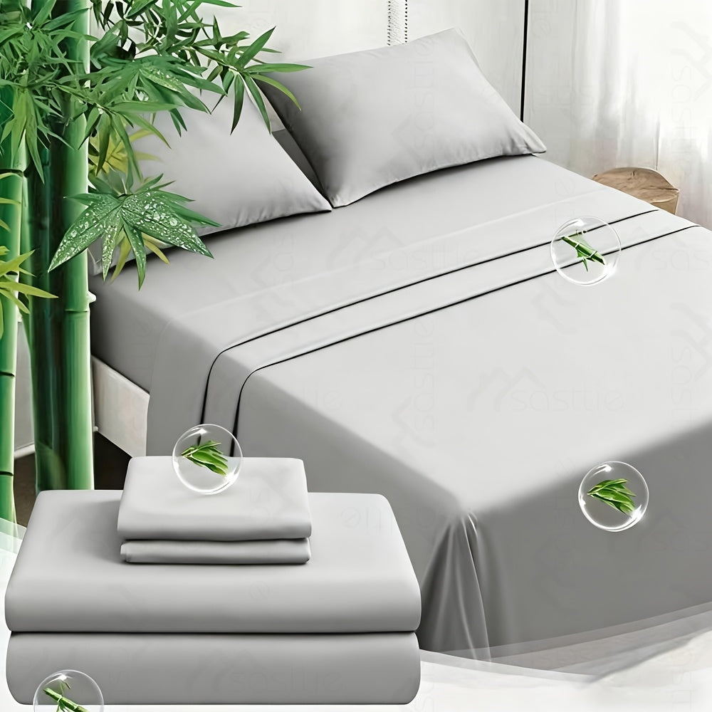 3/4pcs Bamboo Bed Sheet Set-Bamboo Kids Bed Sheet-Ultra Soft & Breathable Bed Sheets-Deep Pocket Up to 16" Hotel Soft Bedding-Perfect for Hot Sleepers-Great Gifts Bedding Sheets Set Bamboo Sheets Sets All Sizes Cooling Bamboo Sheets Random Color