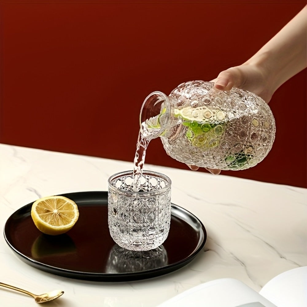 1 Set of Bedside Water Kettle Set (Including Cup) | Bathroom Mouthwash Decanter | Modern Transparent Glass Water Kettle Suitable for Bedroom Bedside Table | Night Cool Drink | Valentine'S Day/Home Gift