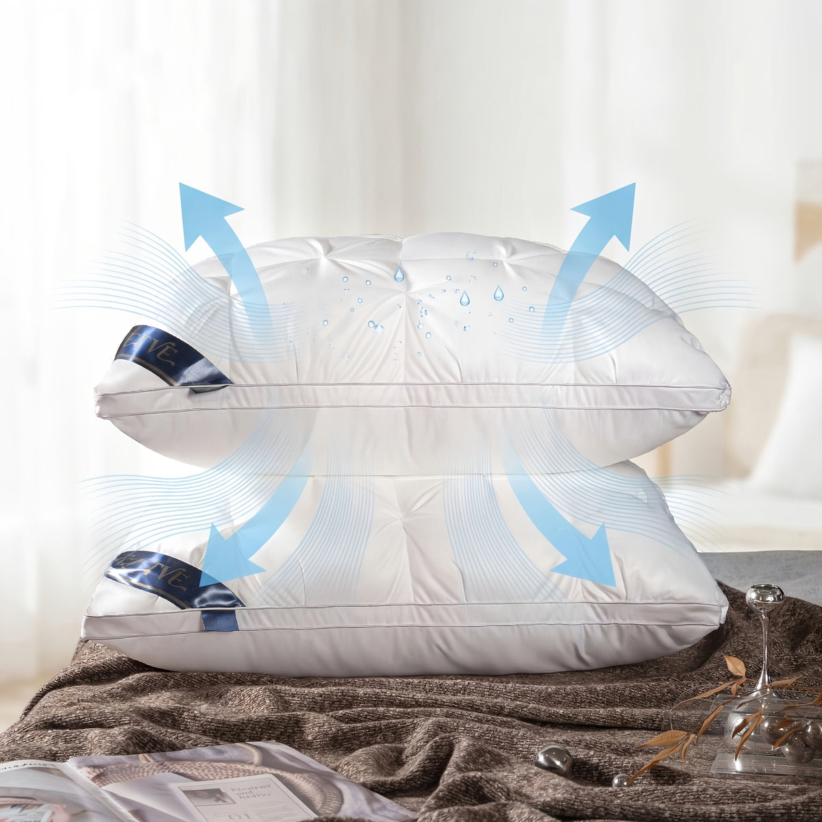 2pcs Luxury Hotel-quality Pillows, Deep Sleep Neck Pillow, High Fluffiness, Not Easy To Collapse, Suitable For All Seasons, Soft Fabric, Easy To Clean, Available In Multiple Colours And Sizes, Queen/King Size, Holiday Gift