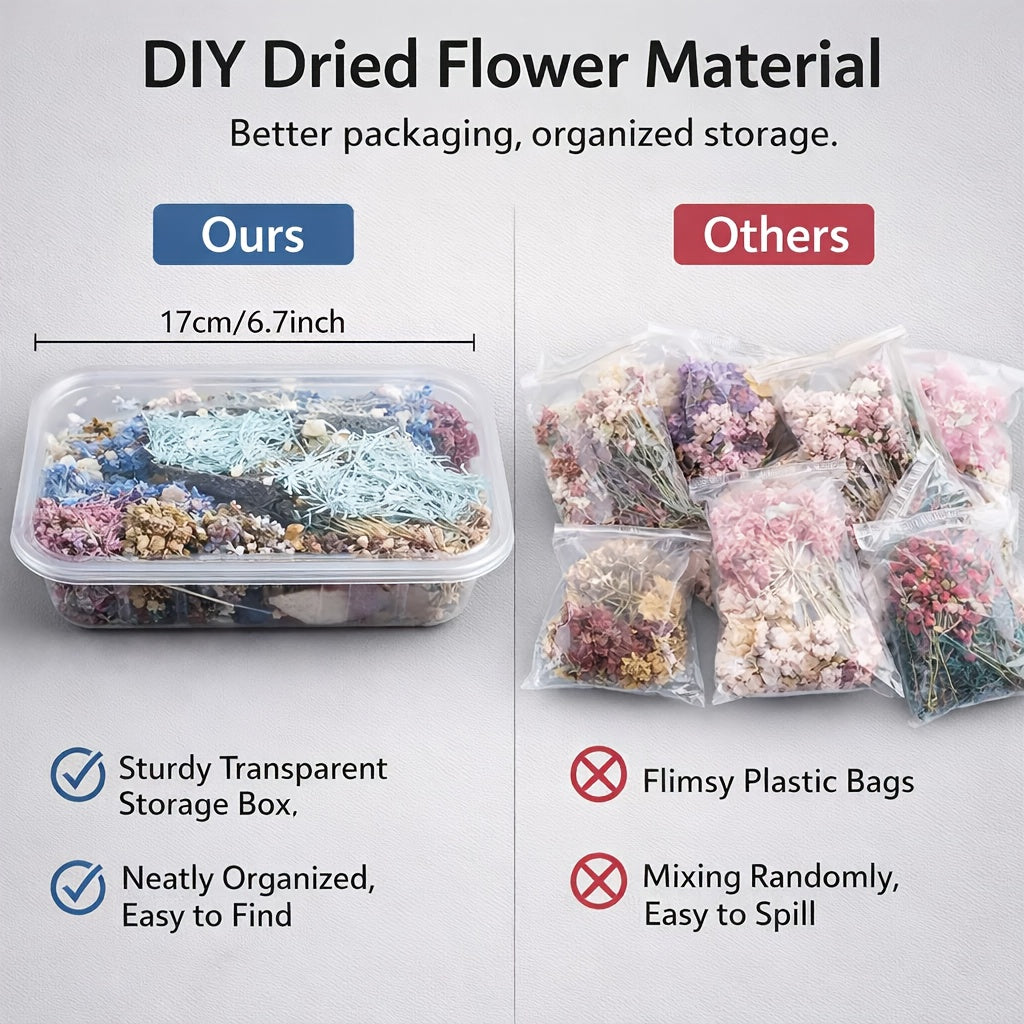 4 Boxes of Mixed Dried Flower Bouquet Sets - Decorative Materials with Dried Flowers And Leaves, Suitable for Resin Jewelry, Art Crafts, And Holiday Decorations (Includes a Greeting Card)