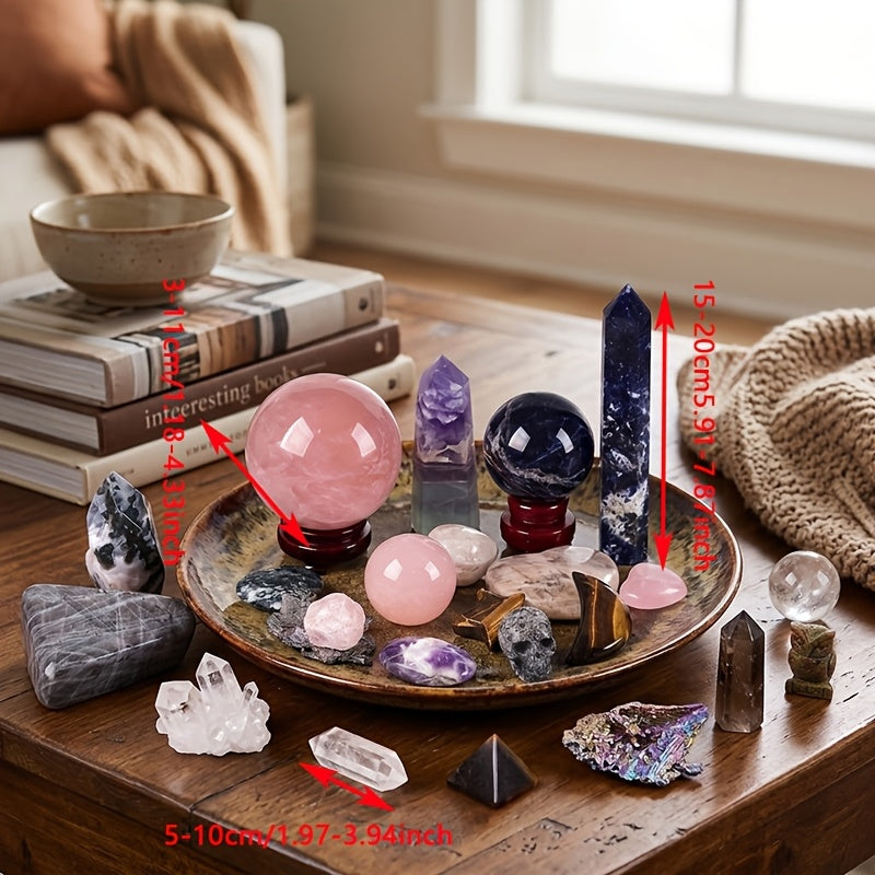1Lb/2Lbs/4Lbs/6Lbs Mixed Crystal Stone Stunning Random Gift Box Yoga Meditation Office with Mixed Crystal Ball Tower Palm Stone Specimen Home Decor Gifts