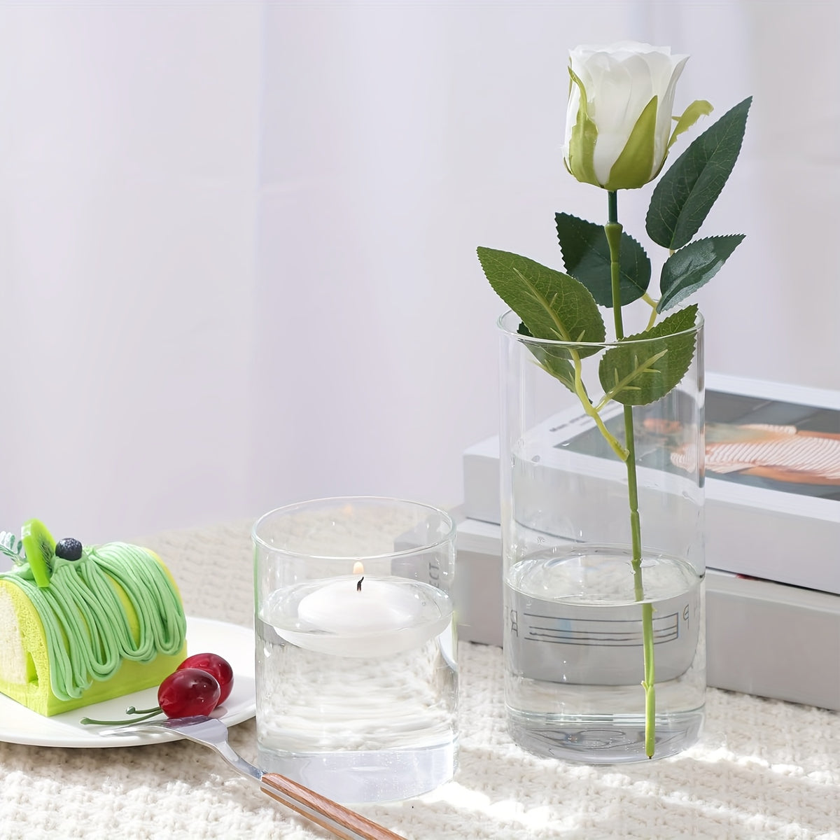 TOMNK 12/20/24pcs Clear Cylinder Glass Vases, Includes 4/5 Sizes, Tall Boho Style Decorative Clear Vases for Wedding Centerpieces, Rustic Home Decor, Formal Dinners Centerpieces, Party Events Floating Hurricane Candle Holder Vases