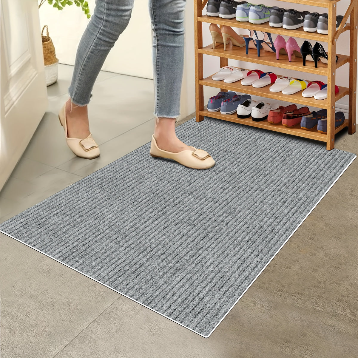 Entryway Mat, Indoor Door Mat Entrance, Non Slip Peel And Stick Low Profile Doormat, Entry Mat Door Mats Indoor, Front Door Mat Inside Door Mat Non Slip, Washable Door Mat, Easy to Clean Doormat, Floor Mat for Entryway