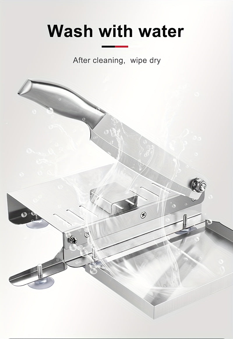 Stainless Steel Manual Slicer Meat Cutter Cutter Slicing Knife Easy To Clean Stainless Steel Manual Meat Cutter Suitable For Frozen Beef, Vegetables And Bones, Ideal Kitchen Gadget