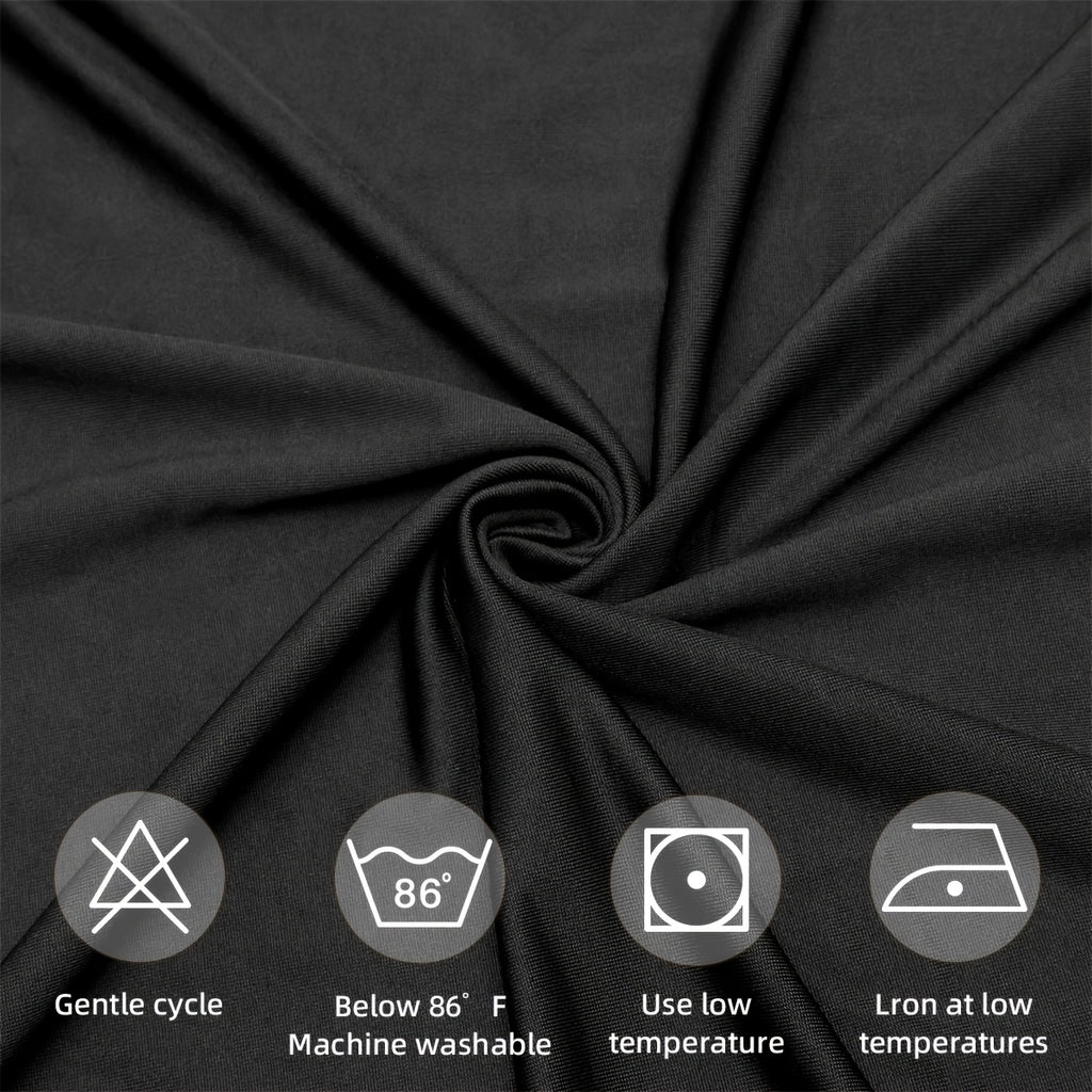 1pc/4pcs Table Skirt, Kitchen Spandex Black/White Table Skirt for Rectangle Tables 6ft, Table Covers for 6 Foot Tables, Washable And Wrinkle Resistant Stretch Rectangular Patio Table Cover for Event, Wedding, Banquet Halloween,Christmas