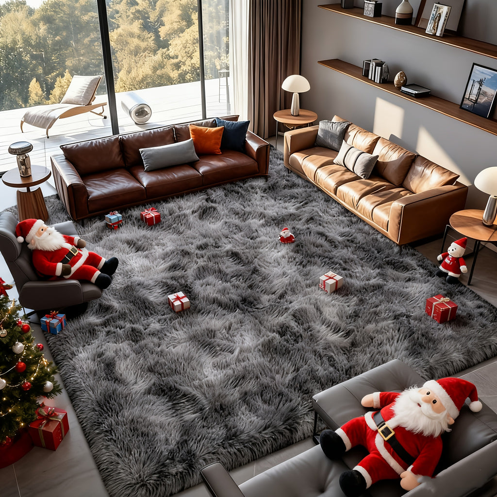 Fluffy Bedroom Carpet Shaggy Fuzzy Grey Soft Rugs for Bedroom Plush Rug Thick Area Rugs for Living Room Cute Room Decor