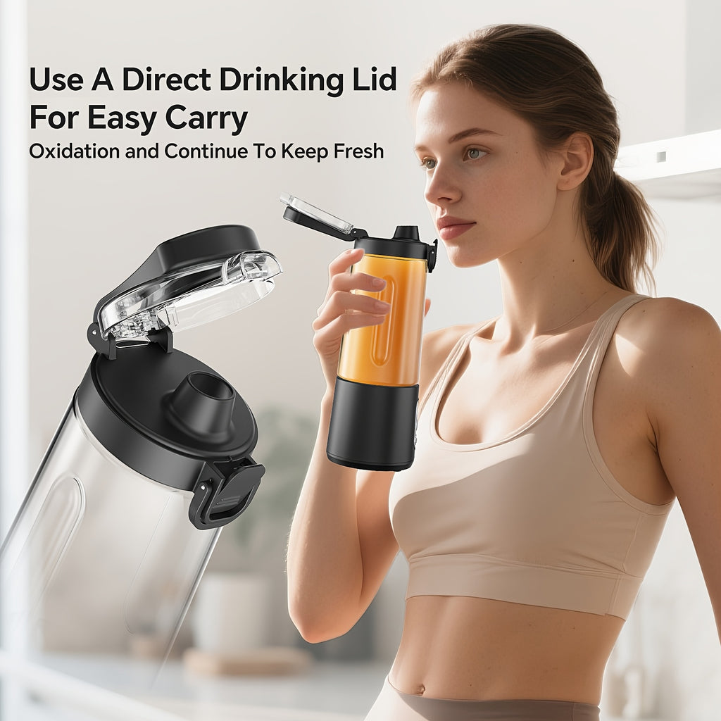 LALAYUAN USB-Powered Juicer & Juicer with Digital Timer, Battery Left Display, High-Speed Ice Crush, USB-C Fast Charge, One-Tap NO-Spill Lid, 6-Blade Stainless Steel - Smoothie Blender Portable, Protein Shakes, Gym, Travel Smoothie Maker