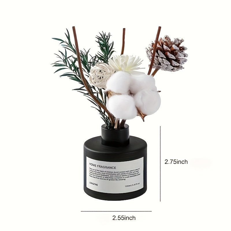 KBHOMFRA Real Flower Reed Diffuser 3.38 Oz(100ml) Jasmine Tea Home Fragrance Scent Essential Oil Diffuser With Sticks Aroma Home Christmas Decor For Air Fresheners Bathroom
