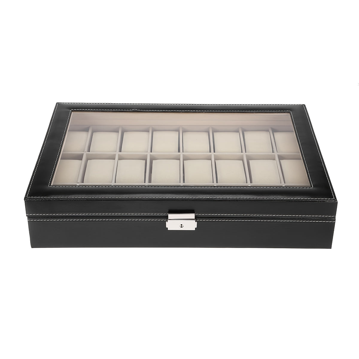 Watch Box, 24 Slots Watch Case, Watch Box Organizer Jewelry Storage with Large Glass Lid, Watch Display Case, Watch Box for Men & Women, Decorative Jewelry Boxes