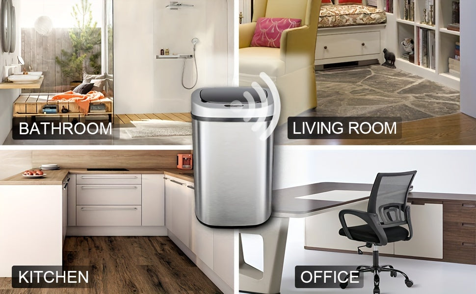 13 Gallon Trash Can Kitchen Waste Bin 50L, Automatic Garbage Can Touchless Motion Sensor, for Office Bedroom Living Room Trash Can