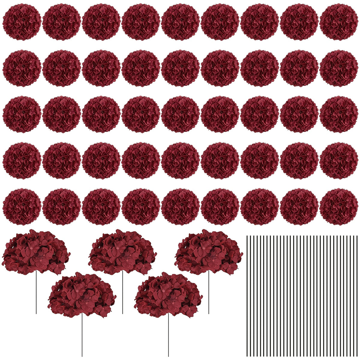 72pcs Hydrangea Artificial Flowers Hydrangea Flowers Artificial Flower Heads with Stems for Home Wedding Party Decorations
