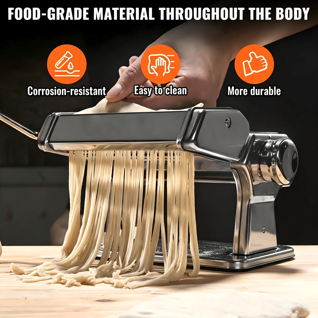 Pasta Maker Machine, 8-Adjustable Thickness Settings, 2-in-1 Pasta Machine with Roller and Cutter, Dough Press for Making Pasta, Perfect for Spaghetti, Fettuccine, Lasagna, or Dumpling Wrappers, Kitchen Gadget for Pasta Lovers, Father's Day Gift