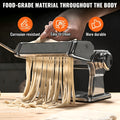 Manual Pasta Roller and Cutter with Adjustable Thickness, Hand-Crank Noodle Maker for Fresh Spaghetti, Fettuccine, Lasagna Sheets and Dumpling Dough