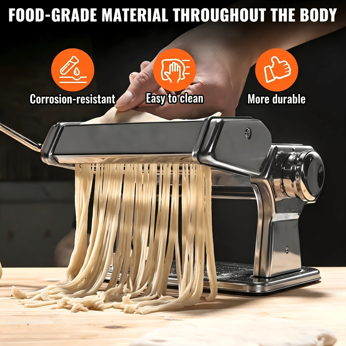 Pasta Maker Machine, 8-Adjustable Thickness Settings, 2-in-1 Pasta Machine with Roller and Cutter, Dough Press for Making Pasta, Perfect for Spaghetti, Fettuccine, Lasagna, or Dumpling Wrappers, Kitchen Gadget for Pasta Lovers, Father's Day Gift
