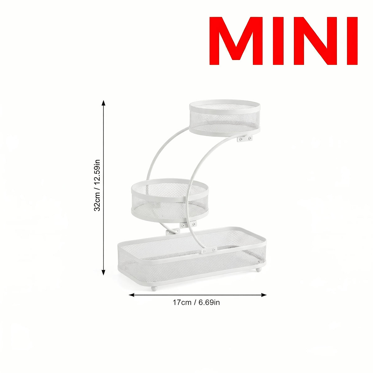 3-Tier Black Metal Mesh Storage Rack with Hooks Space-Saving Countertop Organizer for Kitchen, Bathroom Room Decor | Heavy-Duty Cosmetic Perfume Toiletry Display Stand, Shelf Baskets
