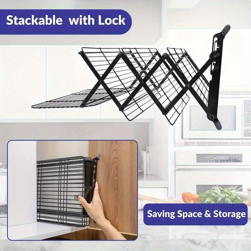 3/4-layer, Collapsible Cooling Rack, Metal Wire Rack For Baking Trays, Popular Limited Purchase, Highly Recommended, Stackable Baking And Cooking Drying Wire Cooling Rack With 4 Adjustable Settings, Camping Grill For Cooking And Cooling And Cake
