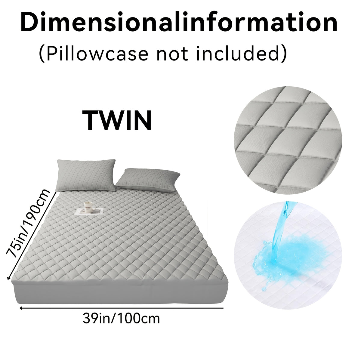 1pc Luxury Waterproof Mattress Protector with Side Storage Pocket, Diamond Quilted Deep Pocket Mattress Cover Including Random Color, Breathable Cooling Mattress Pad, Soft Noiseless Bed Protector for Twin Full Queen King