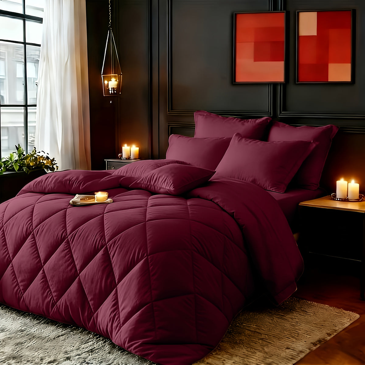 2/3pcs Red/Black Comforter Set Queen King Twin, All Season Comforter, 1Comforter, 1/2Pillowcases, Box Stitch Quilt, Hotel & School Quality Comforter, Home Bedding, Kids Room Decor, Halloween Christmas Holiday Gifts, Random Color