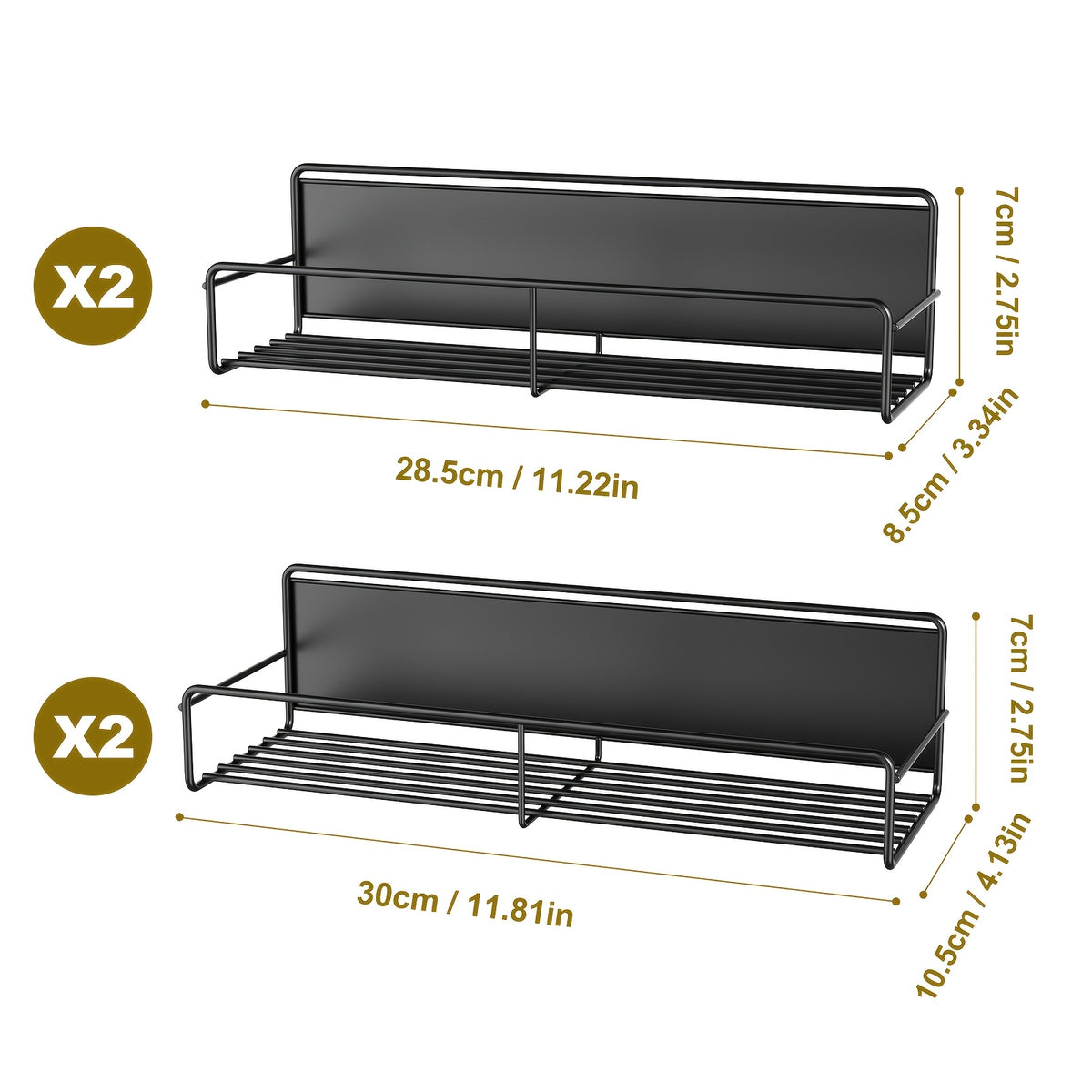 4pcs Magnetic Spice Adjustable Storage Shelf, No-Punch Kitchen Refrigerator Magnetic Shelf, Strong Magnetic Spice Storage Shelf, Washing Machine Storage Shelf, No-Punch Wall Mounted Storage Shelf, Kitchen Storage Accessories, Coffee Bar Accessories
