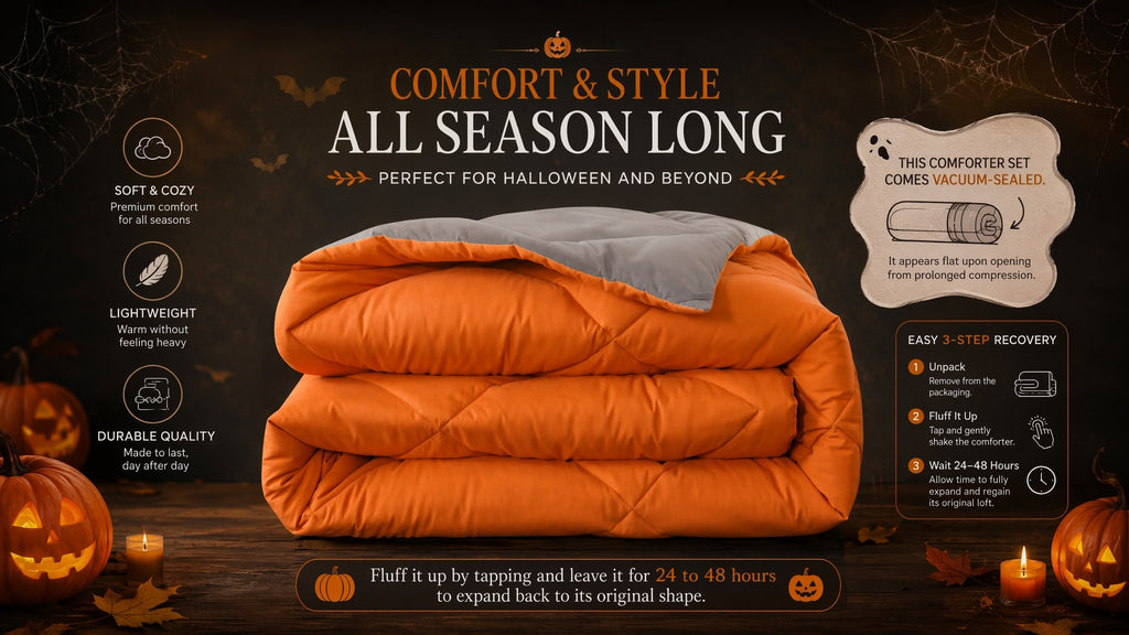 Cosybay 7 Piece Luxurious Comforter Set Queen/King/Full Size, Bed In A Bag Bedding Includes 1 Comforter, 1 Bed Sheet, 1 Fitted Sheet, 2 Pillowcases, 2 Pillow Shams, Soft Complete Bedding for Home Hotel, Perfect for Halloween Holiday, Birthday