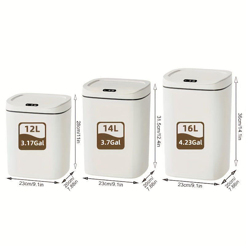 1pc Bathroom Motion-Sensing Smart Trash Can, Smart Trash Can, Lidded Touchless Trash Can, Minimalist Style, Suitable For Home, Kitchen, Office, Bathroom, Outdoor Use, Kitchen Waste Solution