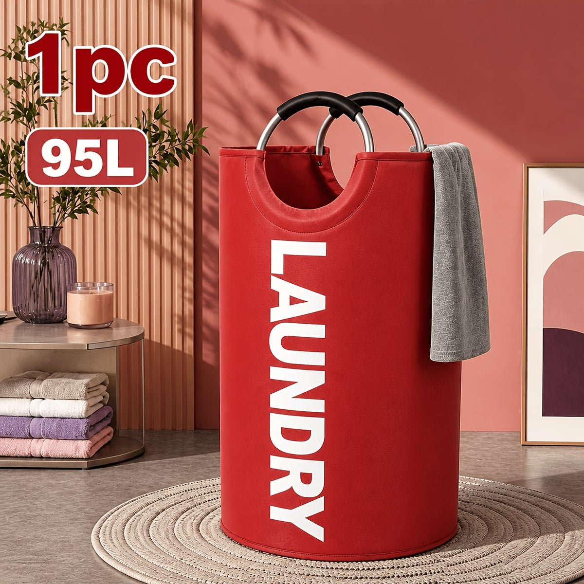 2pcs/ 1pc Large Foldable Laundry Basket, Dirt Clothes Basket With Padded Handle - Waterproof Freestanding Dirt Clothes Basket. Easter Gift(With Random Color Options)