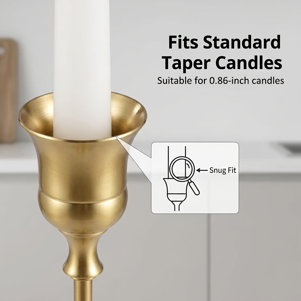 30pcs/48pcs/36pcs Copper Plated Candlestick Holders, Retro Style Minimalist Dining Tables Center Decoration, Suitable for Celebrations, Birthdays, Weddings And Christmas, Parties, Dining Tables, Fireplace Decoration Candle Holders