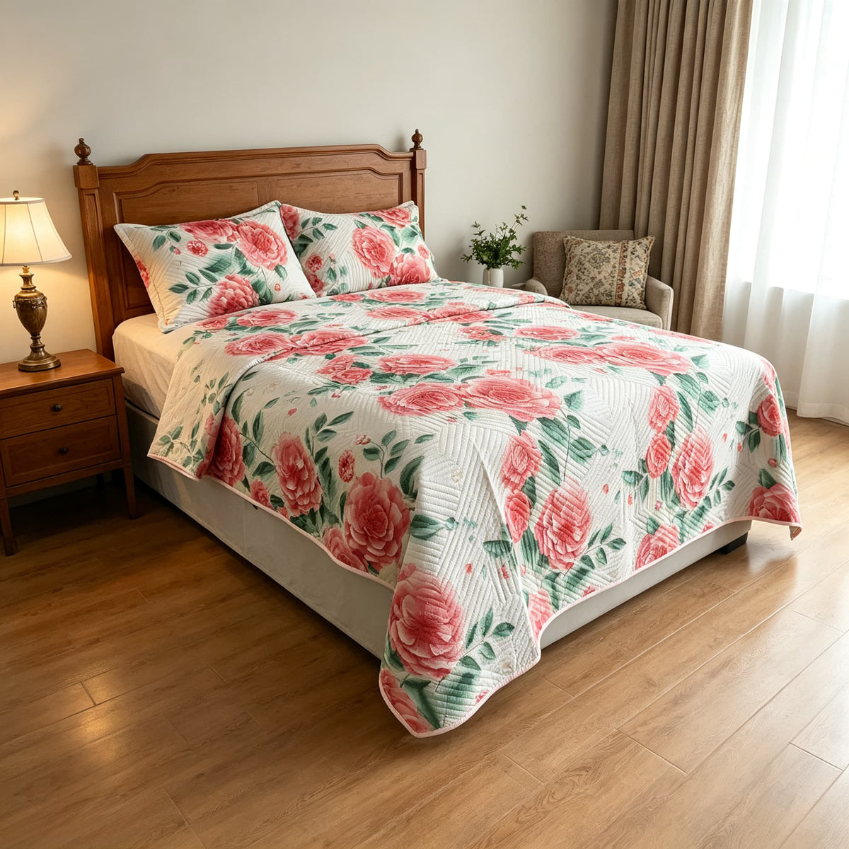 Quilt Set Bedspreads - Soft Bed Winter Quilt Lightweight Microfiber Bedspread- Modern Style Coin Pattern Coverlet for All Season - Keep Warm 3pcs (1 Quilt, 2 Pillow Shams)