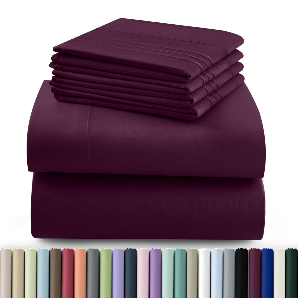 Hannah Bedding Sheet Set - 6 PC Brushed 100% polyester Bed Sheets 16 Inches Deep Pockets - Embroidered & Plain Pillowcases - Hotel Luxury Sheets Bed Set - Soft Bedding Sheets