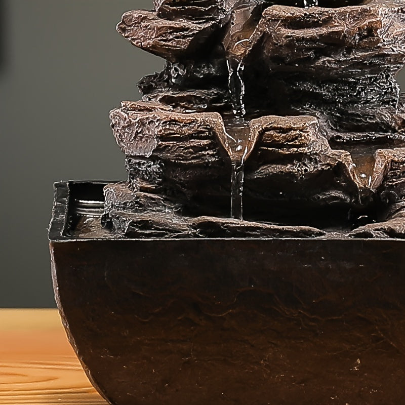 1pc Desktop Fountain, Meditation Waterfall, LED Illuminated Desktop Fountain, Vividly Simulating Rocks, Suitable For Home, Office, Bedroom Decoration, Living Room Decoration, Hotel Club Decoration, USB Powered Desktop Fountain