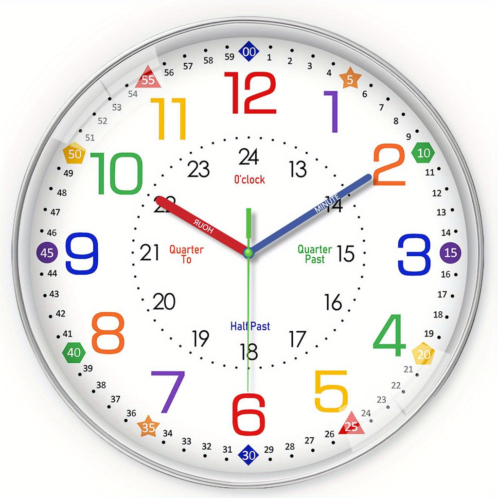 Modern Wall Clock for Bedroom & Classroom, Silent Non-Ticking Quartz Clock, Battery Operated (AA Batteries Not Included), Decorative Timepiece for Living Room & School, 8/10/12/14/16 Inch Options-Perfect Teacher's Day & Back-to-School Gift
