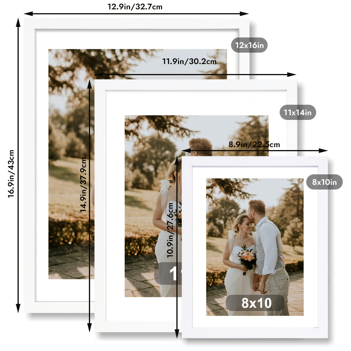 3pcs 12X16/11X14/8X10 Photo Frame, Black Classic Photo Frames, Old Wood And Black Photo Frames, Home Wall Decoration Photo Frames, Large-Sized Artistic Poster Frames, Desktop Display Photo Frames, Exquisite Gifts