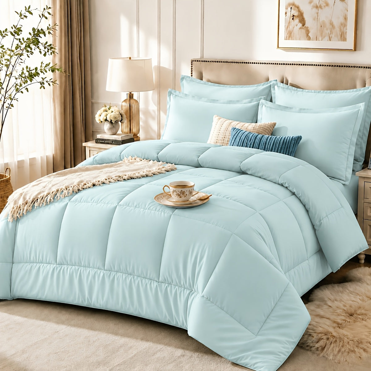 2/3pcs Summer Comforter-Double-Sided Tech Fabric, Large & Extra-Large Bed Bedding Sets, Lightweight Comforter-Soft Breathable For Hot Sleepers&Night Sweats-Elegant Bedroom For Couples & Solo Users, 1Comforter, 1/2Pillowcase, Random Color