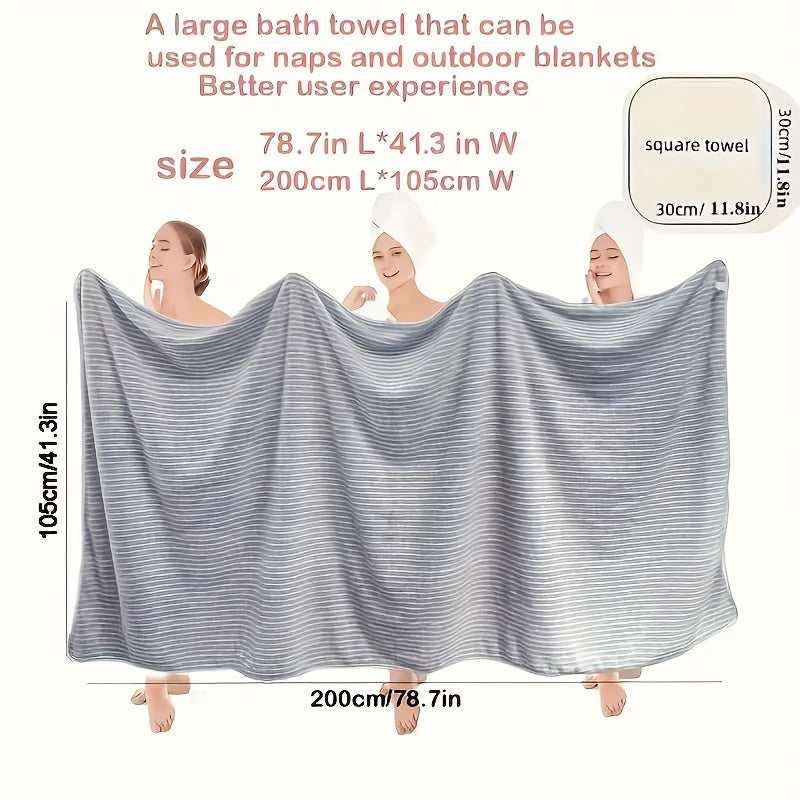 4/8pcs Set, Including One Oversized 41.34X78.74 Inch Star Striped Bath Towel And Three Small Square Towels 11.81X11.81 Inches. Made Of Highly Absorbent Coral, It Dries Quickly Without Shedding Hair. This Includes Beach Towels