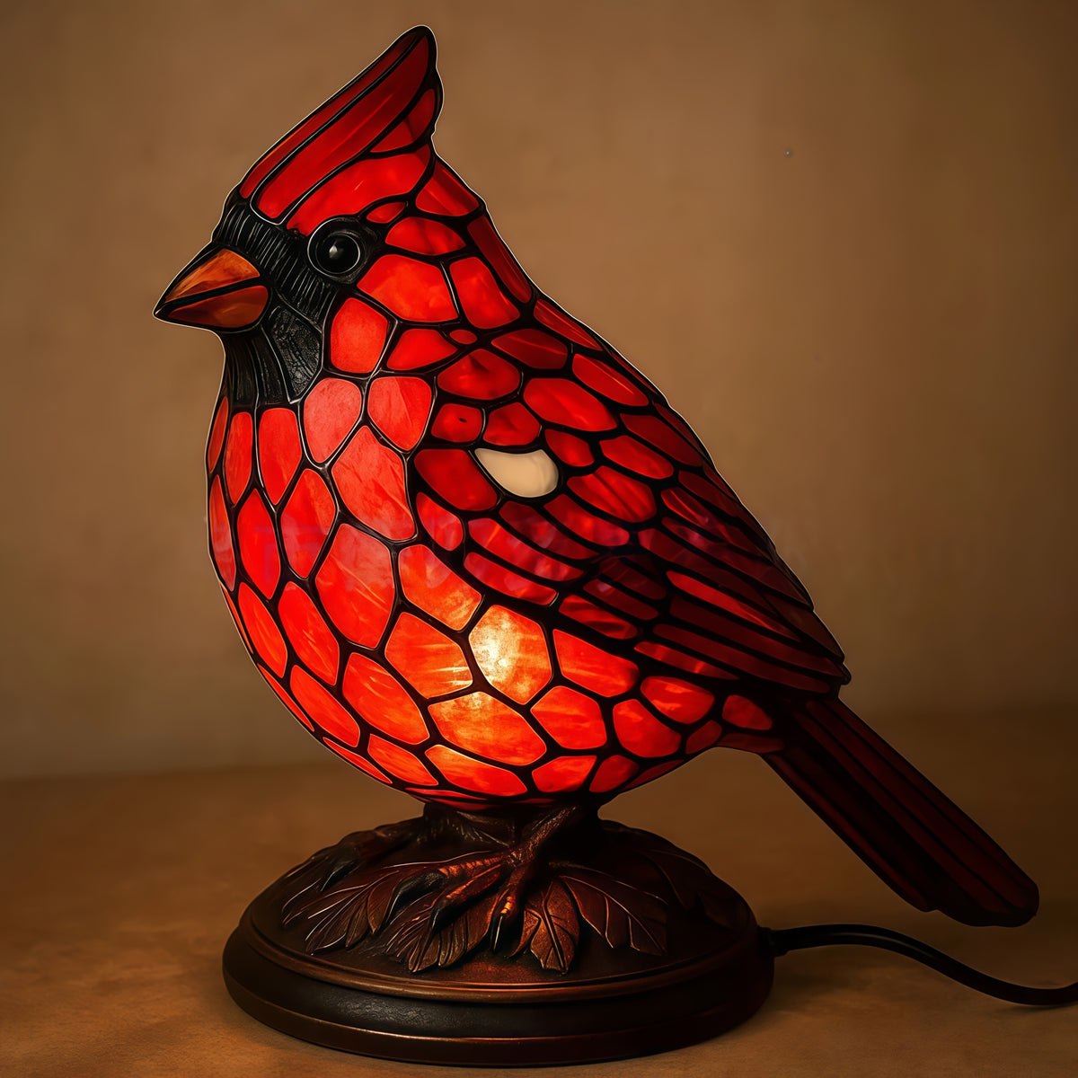 Red Cardinal Holiday Decorative Lights | Perfect for Bedrooms, Living Rooms, Study Areas, and Christmas Holiday Decorations, USB Powered, Geometric Pattern, Tabletop Mounting