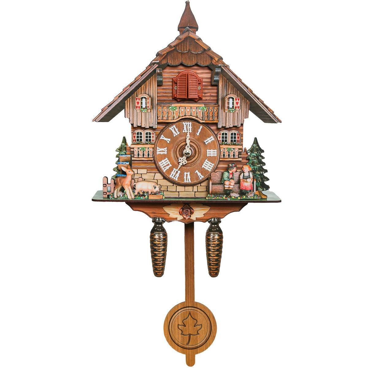 Wooden Cuckoo Clocks for Adult Bedroom Decor with Night Mode, Singing Bird, European Forest Style Home Wall Clock