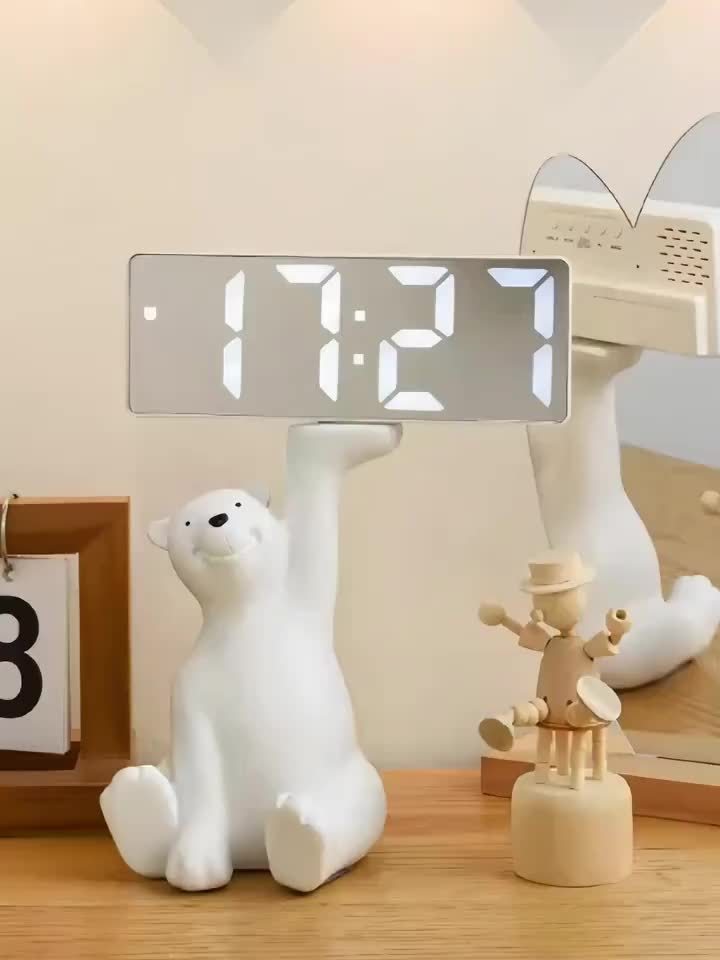Latest Fashion Digital Clock, LED Alarm Clock for Bedroom, with Mirror, Shows Temperature And Day of The Week, Large Display Electronic Desk Clock, Adjustable Brightness, 12/24 Hours, Small Bedroom Alarm Clock, Christmas Gift Decoration