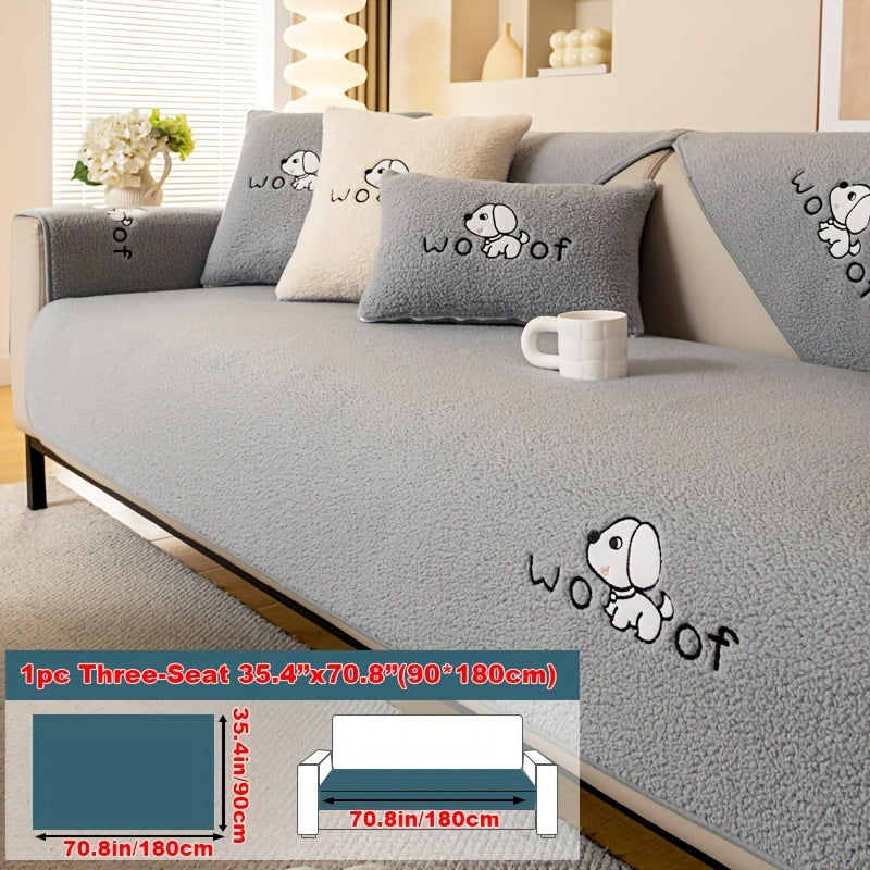 1pc Sherpa Couch Protector, Enhanced Sofa Cover, Suitable for Pets, a Favorite Among Pets, Thick Plush Sofa Shield, Non-Slip Plush Sofa Cover, Furniture Protection Cover, Home Decor for Bedroom, Office, And Living Room