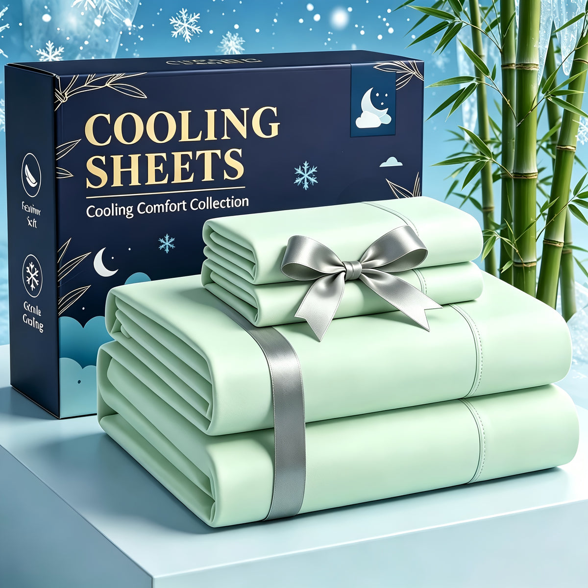 4pcs Cooling bedding - Extra Deep Pocket Breathable And Cooling - Suitable for Hot Sleepers And Sweats, Children Pillowcases, Flat Sheet And Fitted Sheet - A Perfect Gift for Family, Queen And King Sizes, Day Delivery - Random Color