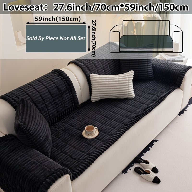1pc Bohemian Style Sofa Cover, Plush Thick Warm Sofa Cover with Ruffled Edges, a Pet'S Favorite, Home Protection And Decoration Cover