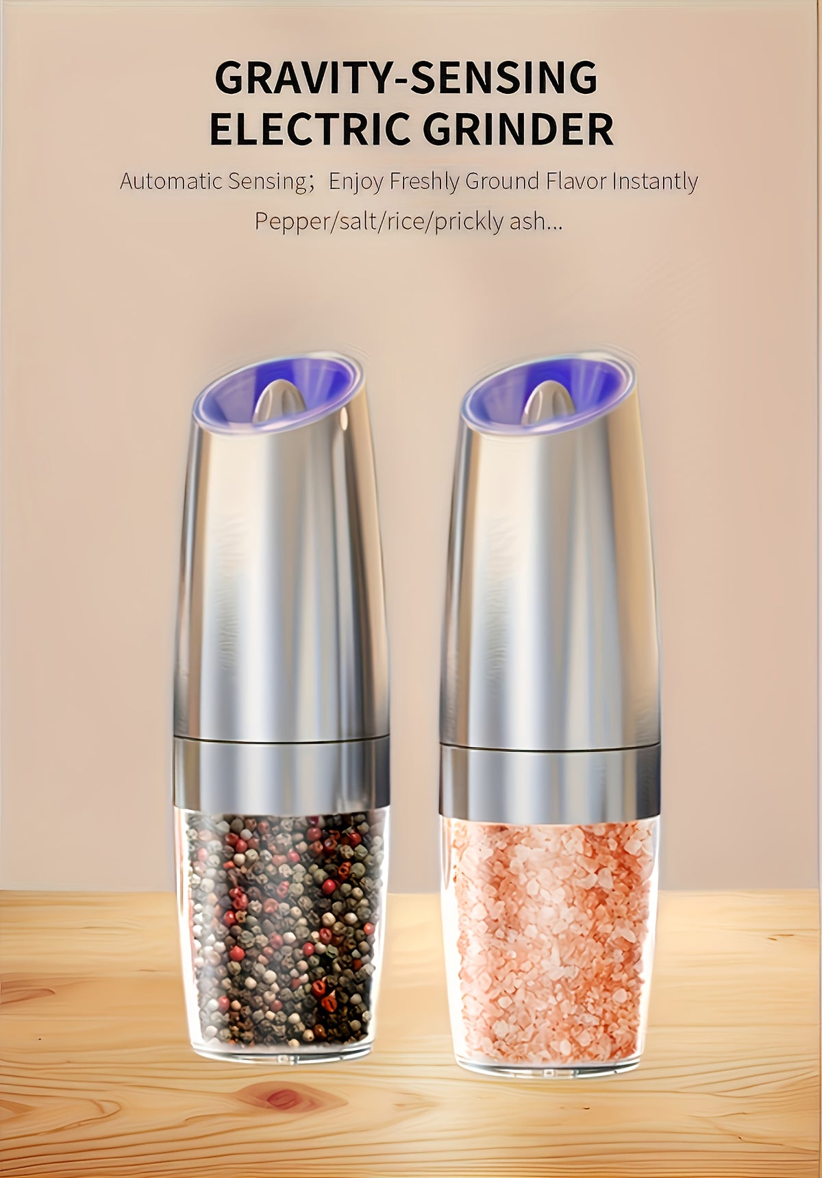 1pc/2pcs Electric Salt and Pepper Grinder Set with LED Lights - Large Capacity, Gravity-Driven Mechanism, Multi-Color Options (Red/)