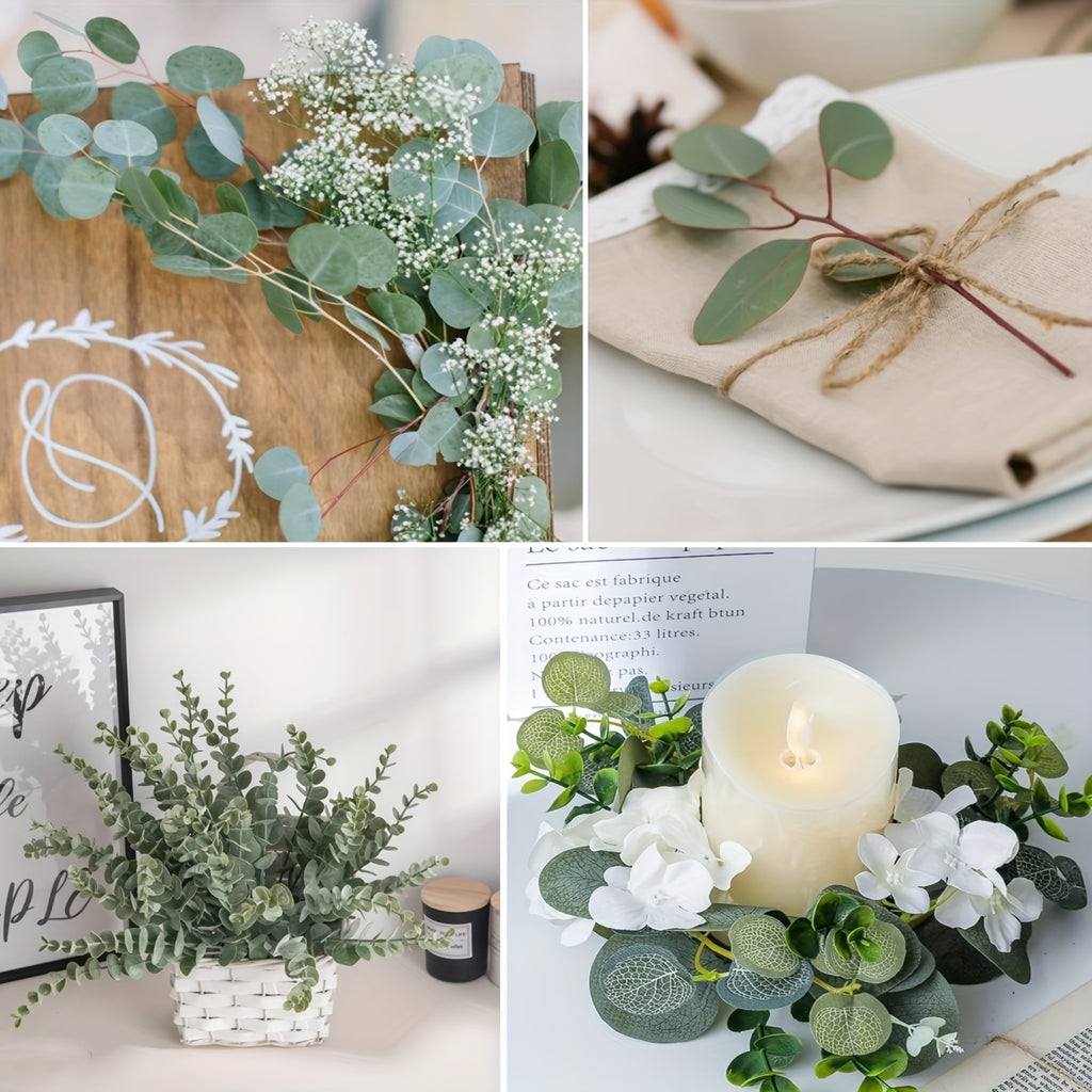 50/100pcs Artificial Eucalyptus Eucalyptus Bouquet And 4 Kinds of Willow Silvery European Leaf Slices | Perfect for Flower Bouquet Making And Home Decoration | Ideal Gift for Christmas And Mother'S Day