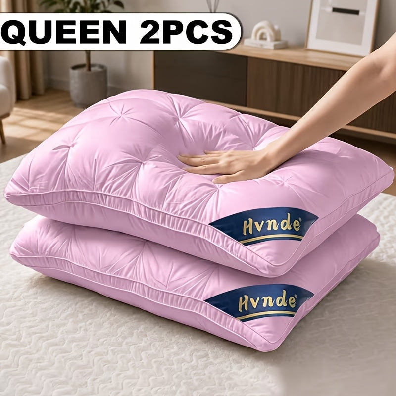 2 Luxury Hotel-quality Pillows, Queen/King Size, with High-resilience Plush Pillow Cores and Hypoallergenic Polyester Fabric. Soft and Comfortable, They Promote Deep Sleep and Are Suitable for Both Side and Back Sleepers. Cool and Breathable