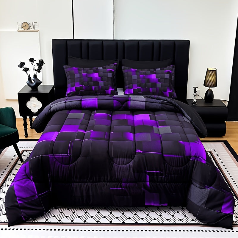 2/3pcs Solid Color Diamond Pattern Large & Extra-Large Bed Sheet Sets Soft Comfortable And Ultra-fine Fiber Filled Lightweight Fabric Breathable Quilt Easy to Take Care Of Equipped with Quilts And Pillowcases Luxurious Quality & Ideal Gift