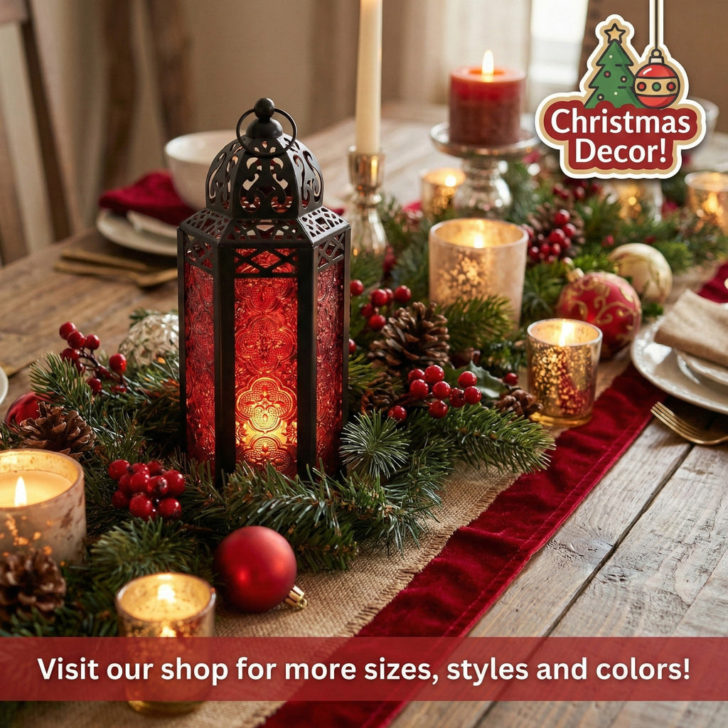 Decorative Moroccan Candle Lantern Holder, Medium, 10.5" Tall