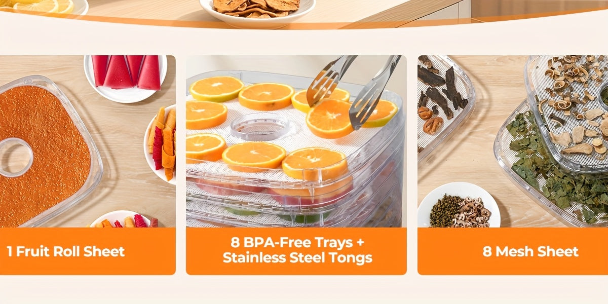Food Dehydrator Machine Adjustable Temperature & 72H Timer, 5-Tray Dehydrators for Food And Jerky, Fruit, Dog Treats, Herbs, Snacks, LED Display, 240W Electric Food Dryer, Recipe Book