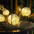 Solar Globe Lights Outdoor, 4-Pack Crackle Glass Garden Spheres with Auto On and Off, 800mAh Battery and LED Lighting for Patios and Holiday Decor